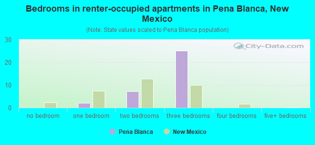 Bedrooms in renter-occupied apartments in Pena Blanca, New Mexico