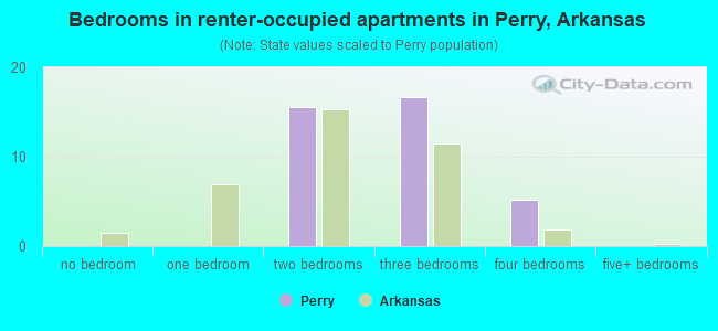 Bedrooms in renter-occupied apartments in Perry, Arkansas