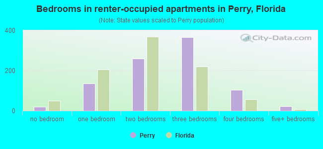 Bedrooms in renter-occupied apartments in Perry, Florida
