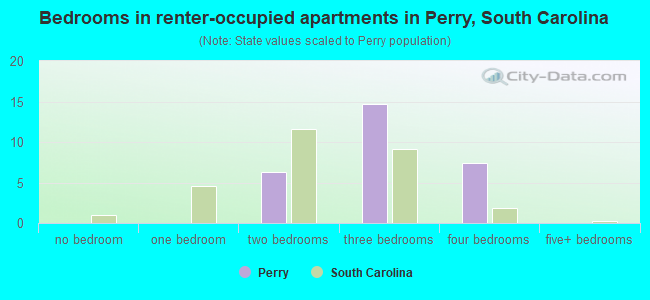 Bedrooms in renter-occupied apartments in Perry, South Carolina