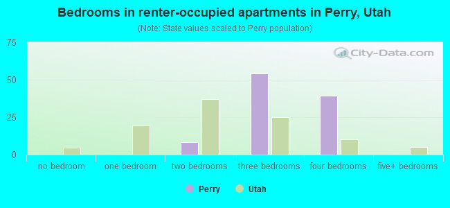 Bedrooms in renter-occupied apartments in Perry, Utah