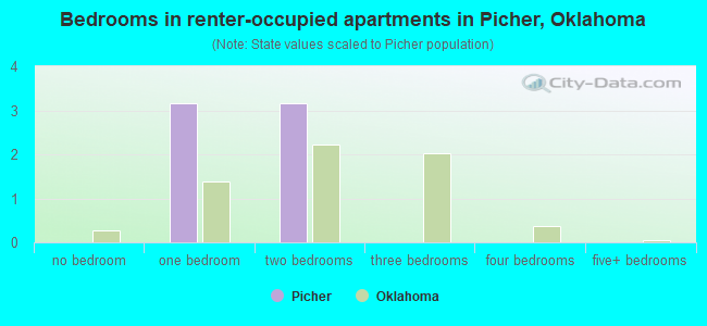 Bedrooms in renter-occupied apartments in Picher, Oklahoma