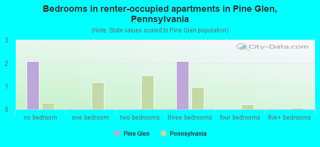 Bedrooms in renter-occupied apartments in Pine Glen, Pennsylvania