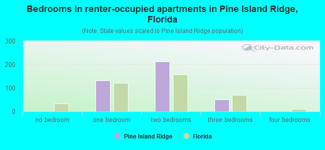 Bedrooms in renter-occupied apartments in Pine Island Ridge, Florida