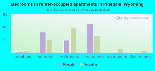 Bedrooms in renter-occupied apartments in Pinedale, Wyoming
