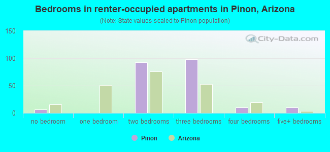Bedrooms in renter-occupied apartments in Pinon, Arizona