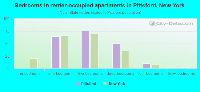 Bedrooms in renter-occupied apartments in Pittsford, New York
