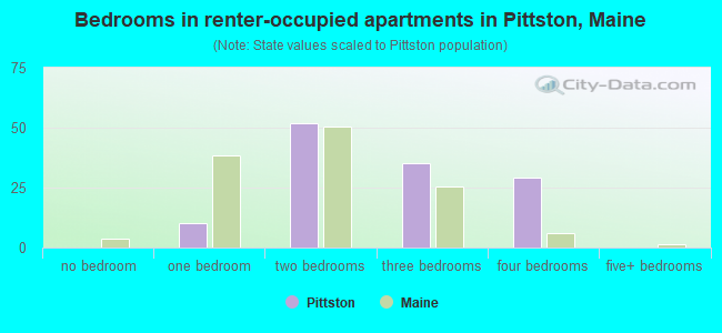 Bedrooms in renter-occupied apartments in Pittston, Maine