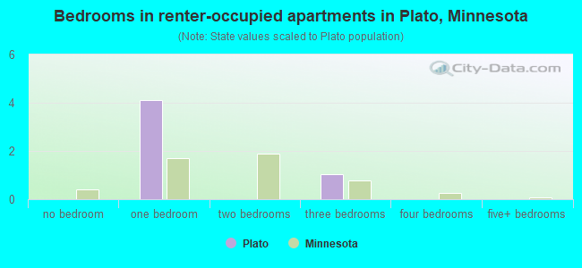 Bedrooms in renter-occupied apartments in Plato, Minnesota