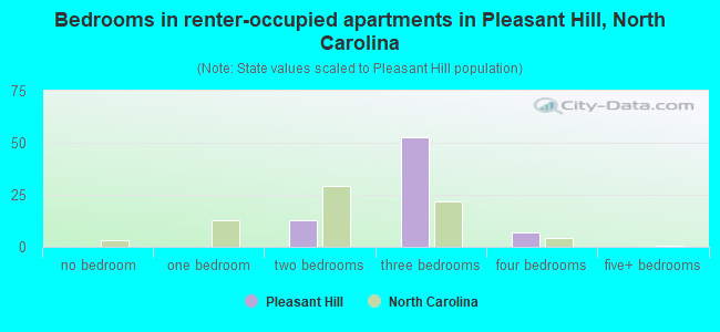 Bedrooms in renter-occupied apartments in Pleasant Hill, North Carolina