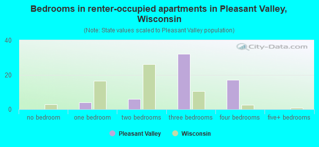 Bedrooms in renter-occupied apartments in Pleasant Valley, Wisconsin