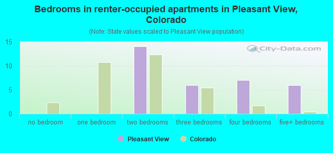 Bedrooms in renter-occupied apartments in Pleasant View, Colorado