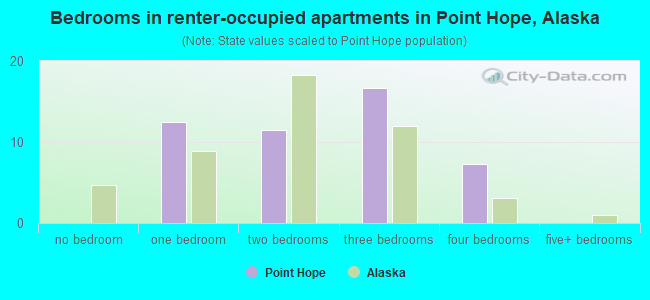 Bedrooms in renter-occupied apartments in Point Hope, Alaska
