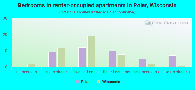 Bedrooms in renter-occupied apartments in Polar, Wisconsin