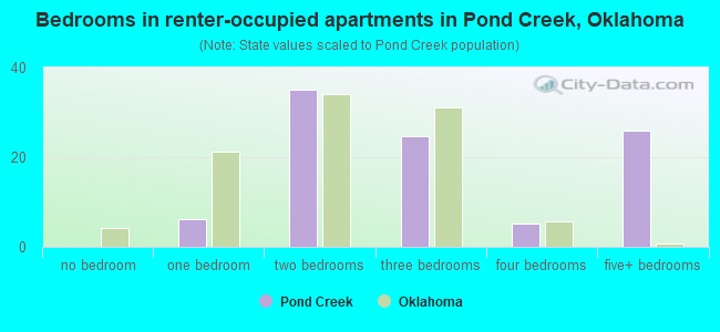 Bedrooms in renter-occupied apartments in Pond Creek, Oklahoma