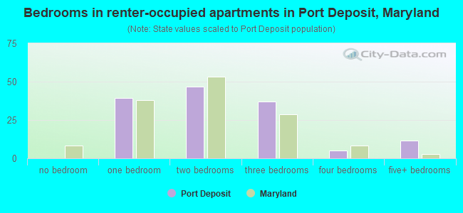 Bedrooms in renter-occupied apartments in Port Deposit, Maryland
