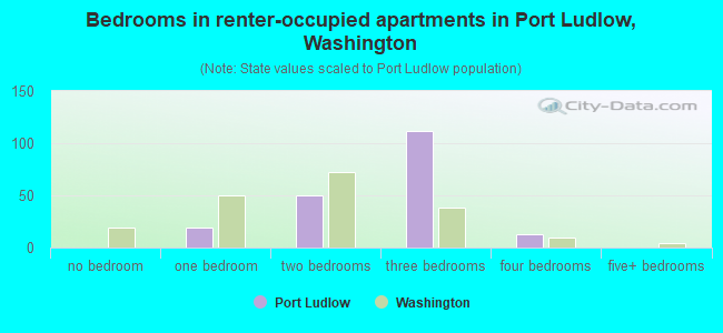 Bedrooms in renter-occupied apartments in Port Ludlow, Washington