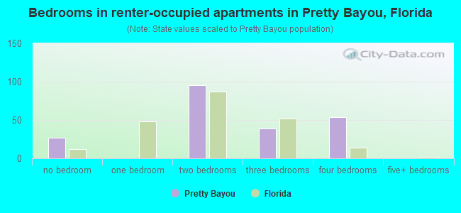 Bedrooms in renter-occupied apartments in Pretty Bayou, Florida