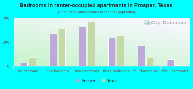 Bedrooms in renter-occupied apartments in Prosper, Texas