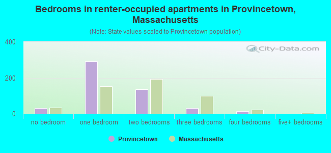 Bedrooms in renter-occupied apartments in Provincetown, Massachusetts