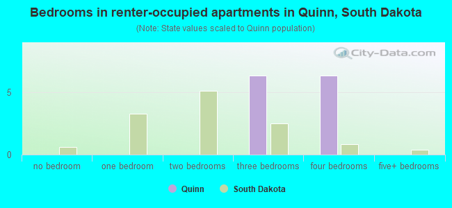 Bedrooms in renter-occupied apartments in Quinn, South Dakota