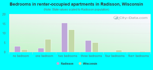 Bedrooms in renter-occupied apartments in Radisson, Wisconsin