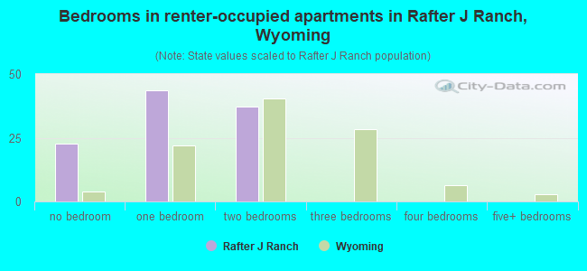Bedrooms in renter-occupied apartments in Rafter J Ranch, Wyoming