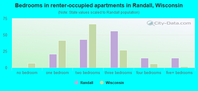 Bedrooms in renter-occupied apartments in Randall, Wisconsin