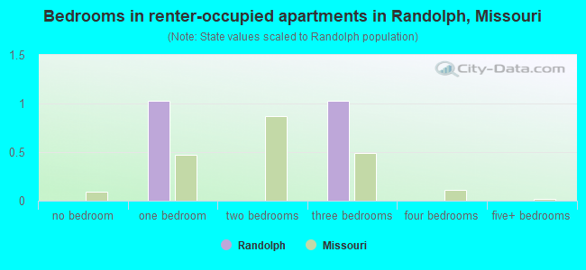 Bedrooms in renter-occupied apartments in Randolph, Missouri