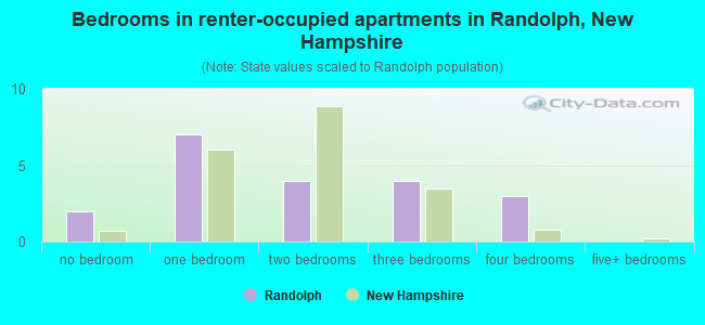 Bedrooms in renter-occupied apartments in Randolph, New Hampshire