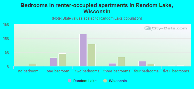 Bedrooms in renter-occupied apartments in Random Lake, Wisconsin