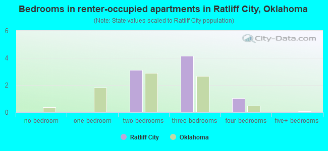 Bedrooms in renter-occupied apartments in Ratliff City, Oklahoma