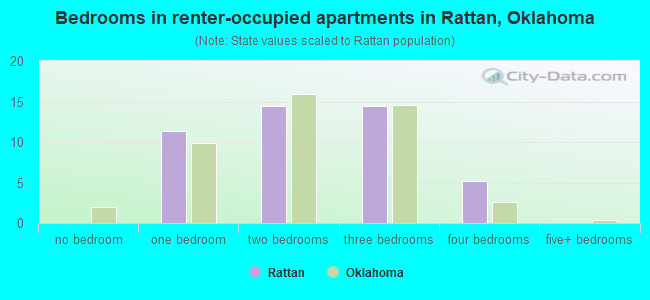 Bedrooms in renter-occupied apartments in Rattan, Oklahoma