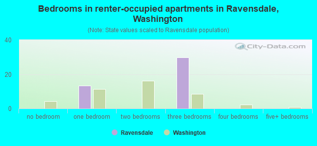 Bedrooms in renter-occupied apartments in Ravensdale, Washington