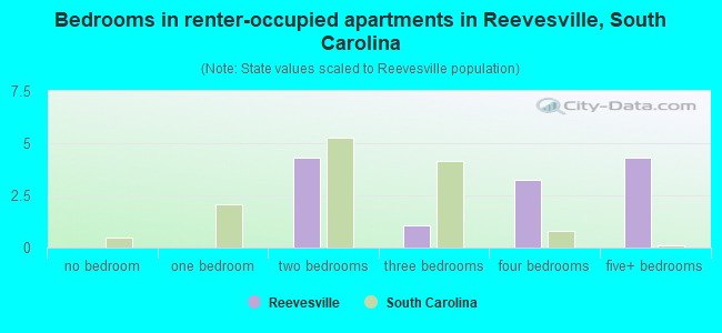 Bedrooms in renter-occupied apartments in Reevesville, South Carolina