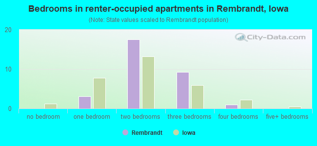 Bedrooms in renter-occupied apartments in Rembrandt, Iowa