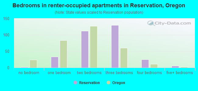 Bedrooms in renter-occupied apartments in Reservation, Oregon