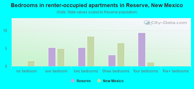 Bedrooms in renter-occupied apartments in Reserve, New Mexico