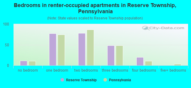 Bedrooms in renter-occupied apartments in Reserve Township, Pennsylvania
