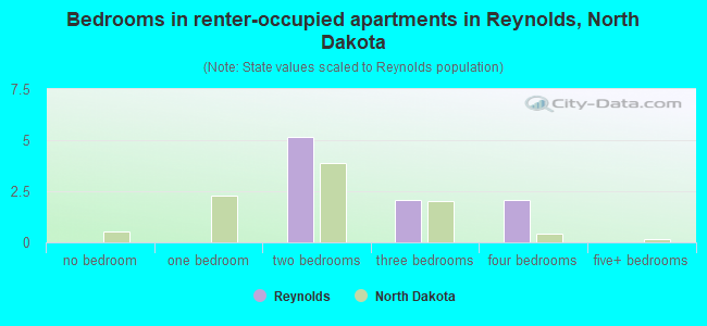 Bedrooms in renter-occupied apartments in Reynolds, North Dakota