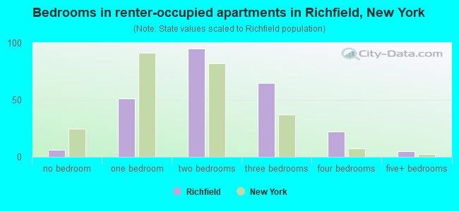 Bedrooms in renter-occupied apartments in Richfield, New York
