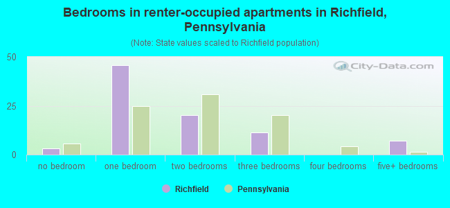 Bedrooms in renter-occupied apartments in Richfield, Pennsylvania