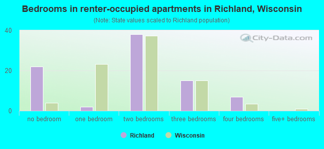 Bedrooms in renter-occupied apartments in Richland, Wisconsin