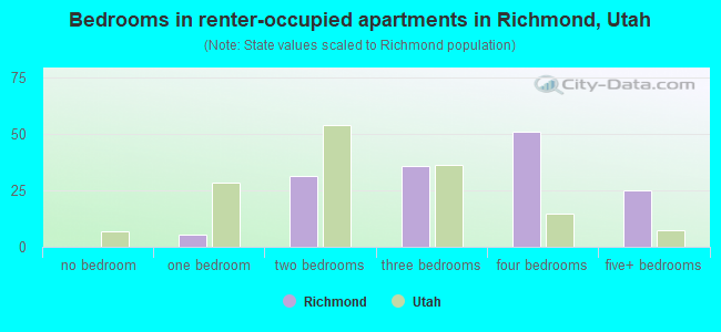 Bedrooms in renter-occupied apartments in Richmond, Utah