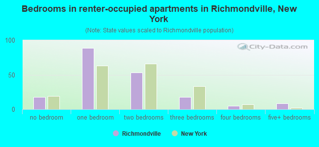 Bedrooms in renter-occupied apartments in Richmondville, New York