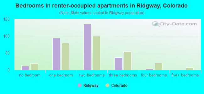 Bedrooms in renter-occupied apartments in Ridgway, Colorado