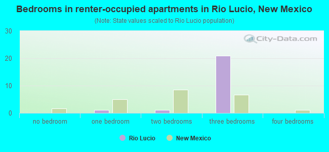 Bedrooms in renter-occupied apartments in Rio Lucio, New Mexico