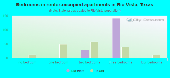 Bedrooms in renter-occupied apartments in Rio Vista, Texas