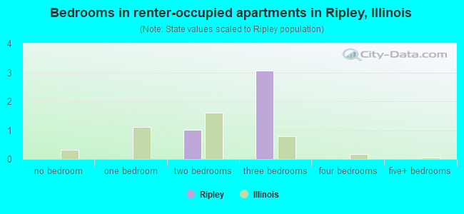 Bedrooms in renter-occupied apartments in Ripley, Illinois