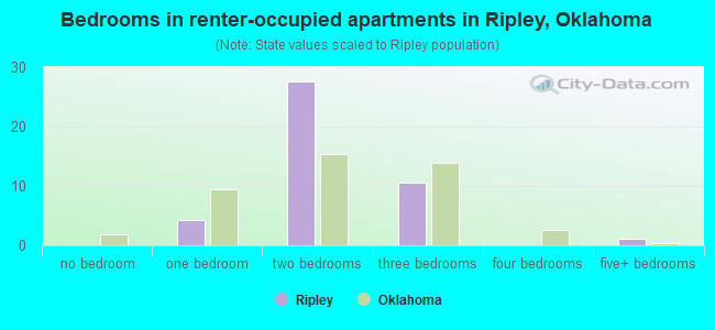 Bedrooms in renter-occupied apartments in Ripley, Oklahoma